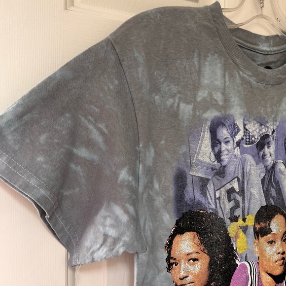 NWOT TLC Don’t Go Chasin’ Waterfalls 90s Graphic Tee M Grey Tie-Dye - Picture 5 of 8